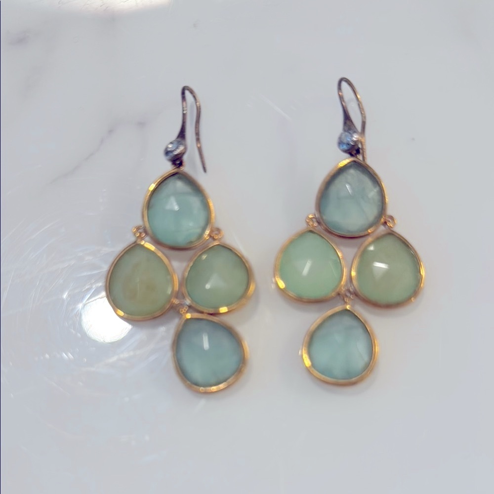 Henri Bendel Elegant Gold and Green Drop Earrings
